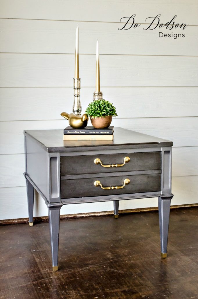Wood Furniture Repair / Metallic Pewter Finish / Side Table Makeover