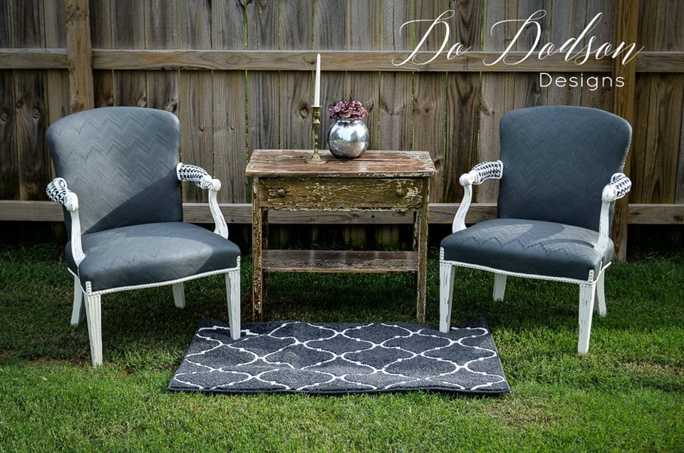 Yes, you can paint fabric on old chairs.
