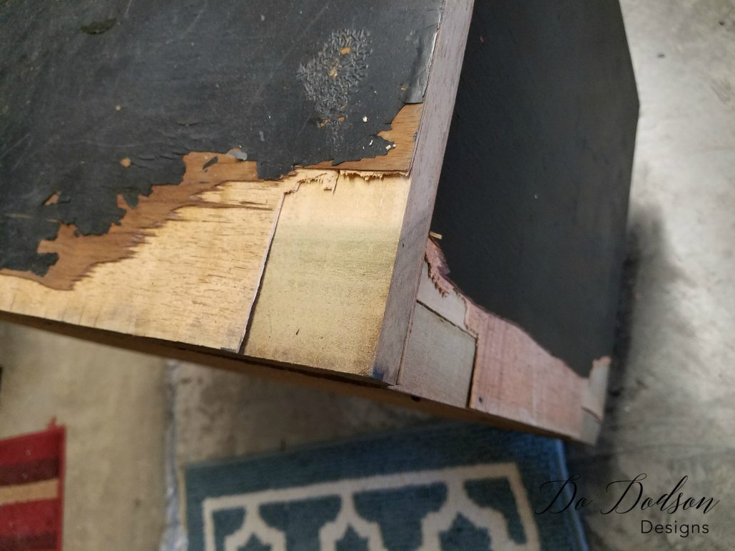 Veneer Removal on a Dixie Nightstand / Painted Furniture Makeover