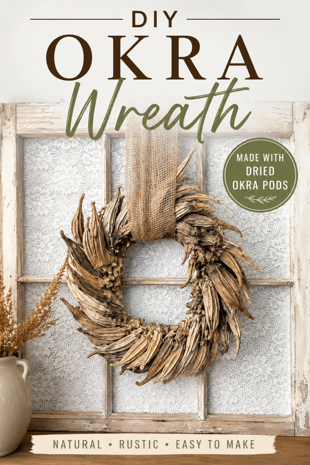 How To Make A Fall Wreath With Dried Okra Pods