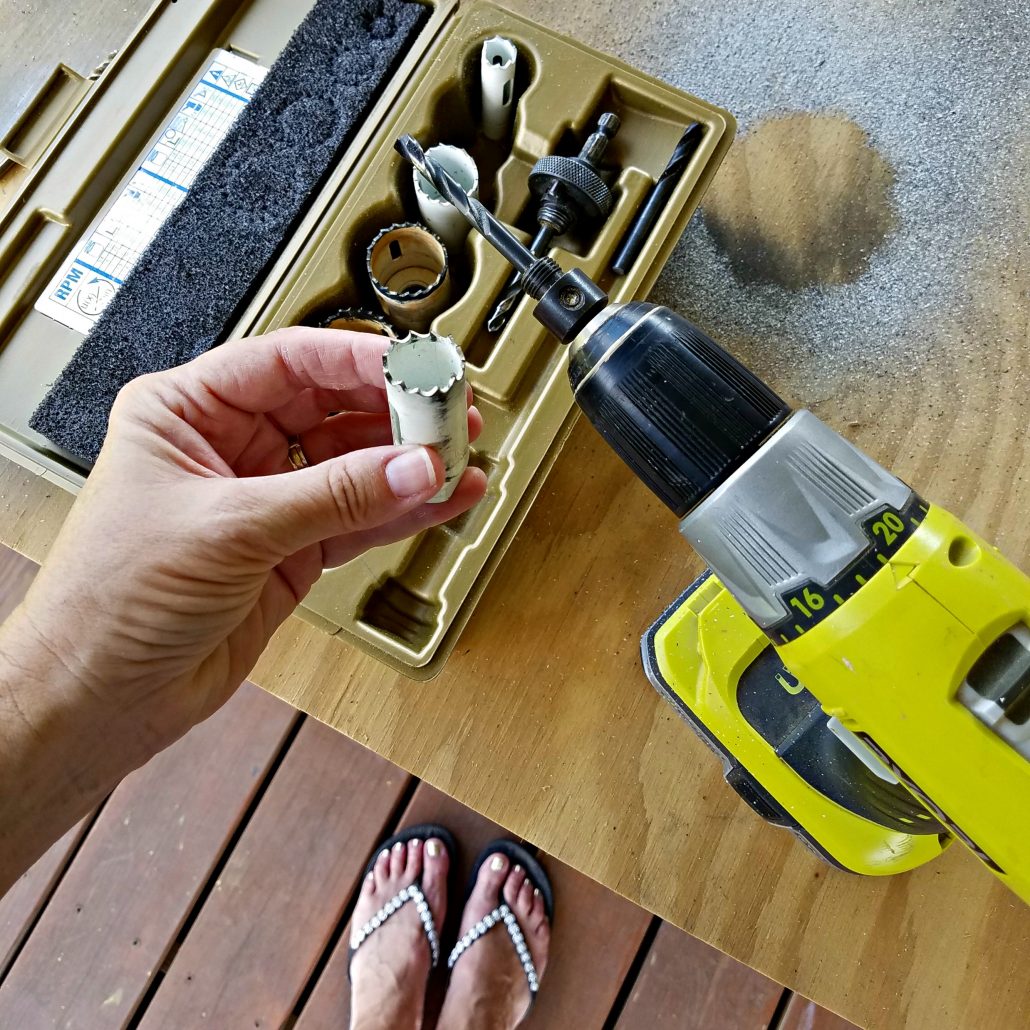 Drilling holes in wooden tags