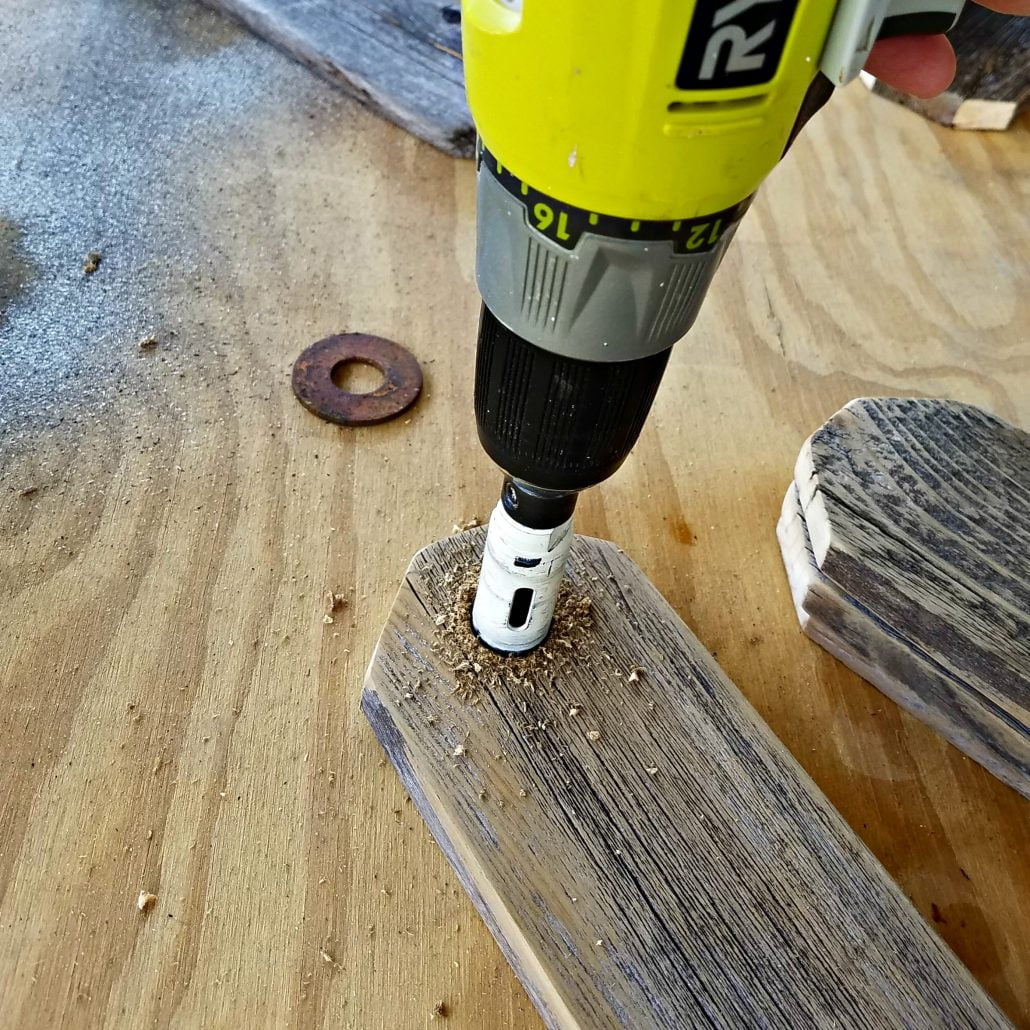 I drilled holes in the wooden tags. #woodentags