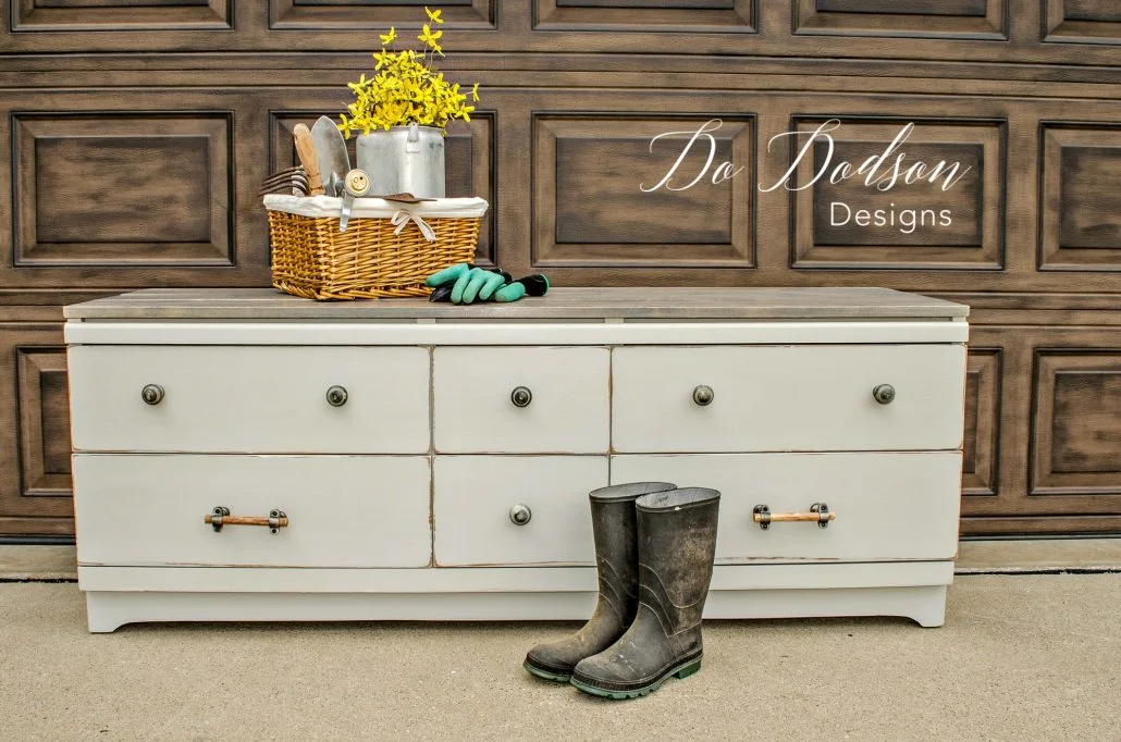 Wood Dresser Flipped Into A Bench