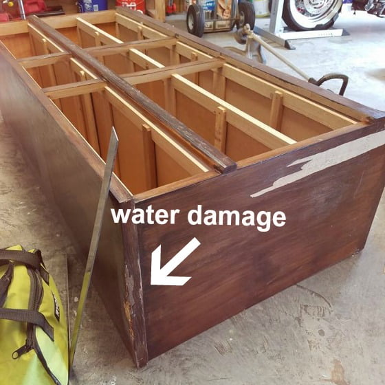 The water damaged wood dresser is getting a do-over.