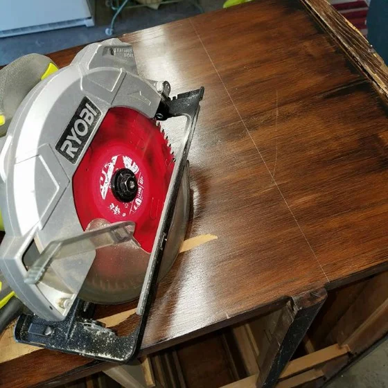 I removed the water damaged top of this wood dresser and made it into a bench.