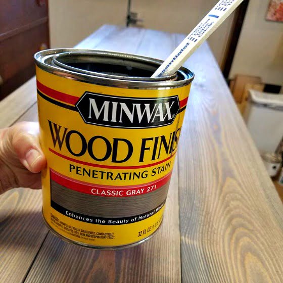 I applied this beautiful classic gray stain to the new wood top of this wood dresser/bench project. You gotta see this!.