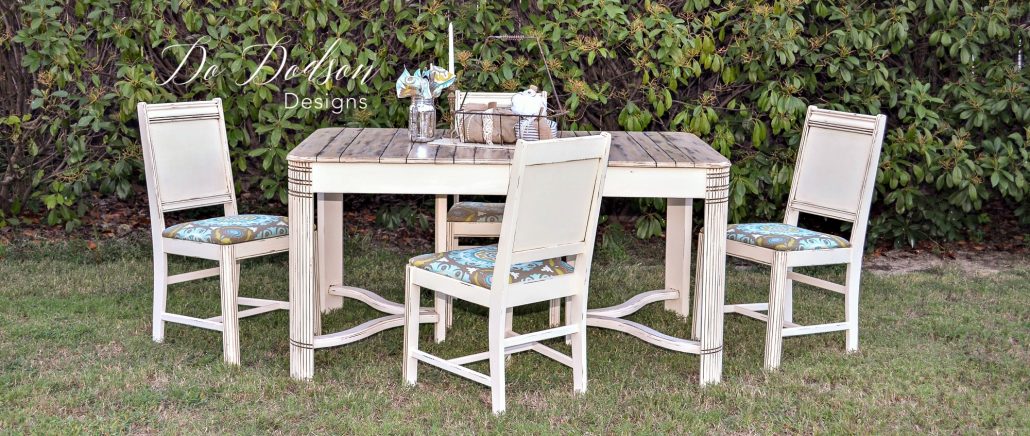 DIY Faux Plank Kitchen Table Top