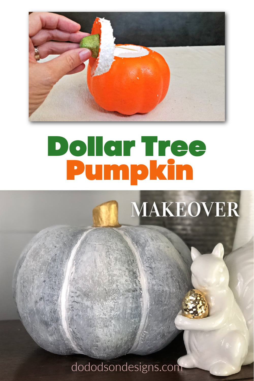 Dollar Tree Pumpkin Makeover - DIY Faux Concrete Finish