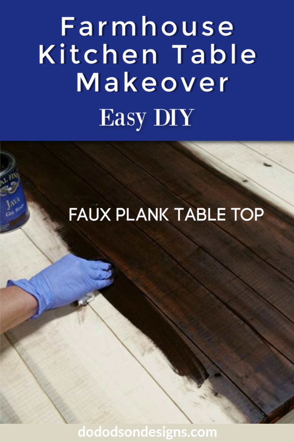 DIY Faux Plank Farmhouse Kitchen Table Makeover