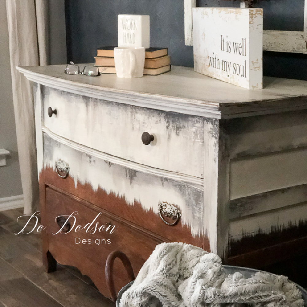 Antique White Refurbished Dresser With Furniture Paint - Country