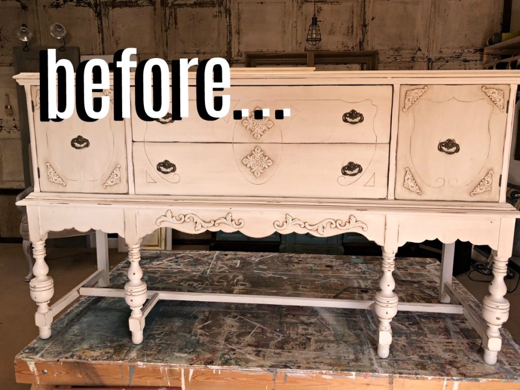 I love a black and gold leaf furniture makeovers. This one is getting glammed up for the holidays.