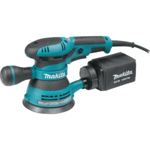I almost always use an orbital sander on my painted furniture projects. Scuffing up the surface allow my base primer and or paint to adhere well.