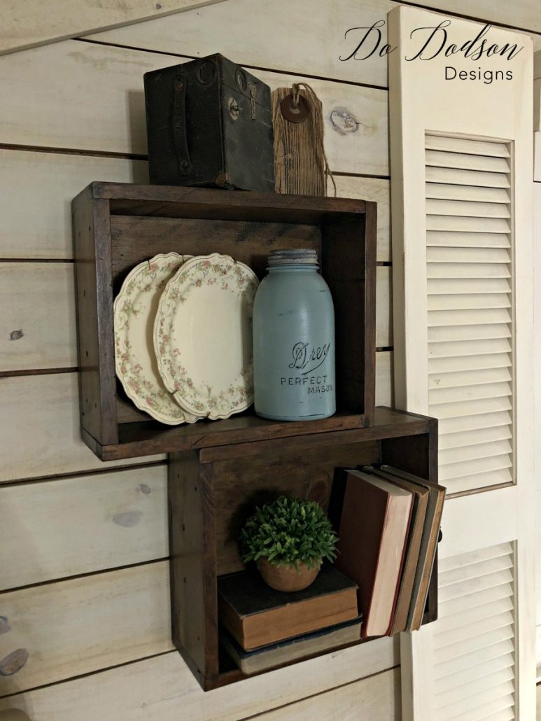 The wood boxes made great shelving for my new office space.