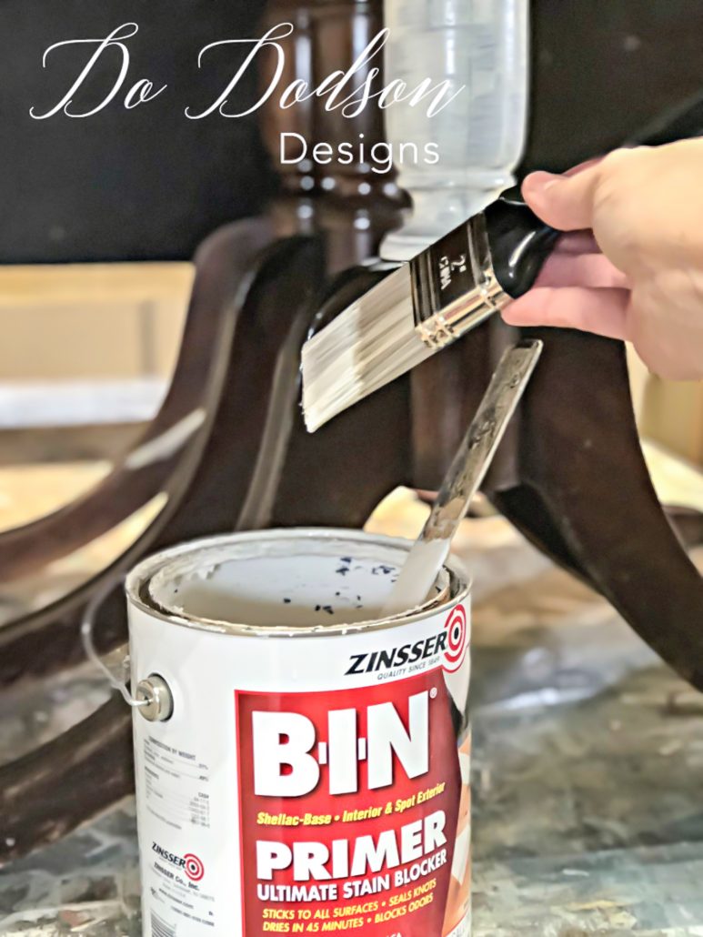 You should always use a stain blocker before painting raw wood. No paint will stop the bleeding of stains and tannins. BIN Primer is my favorite.