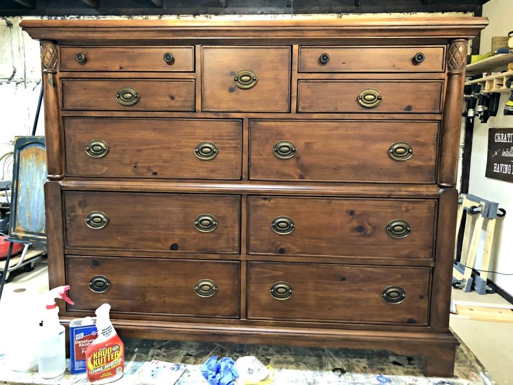This dresser is getting a makeover! A black distressed look with chalk mineral paint and sealed black wax.