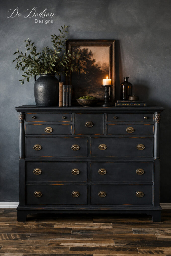 antique dresser painted black Vintage Black Dresser Makeover