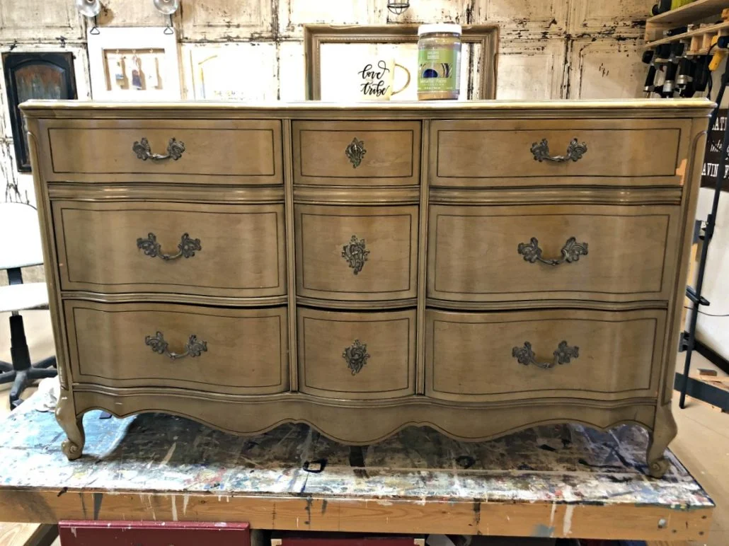 The after is better than the before! This french provincial dresser is getting a paint makeover.