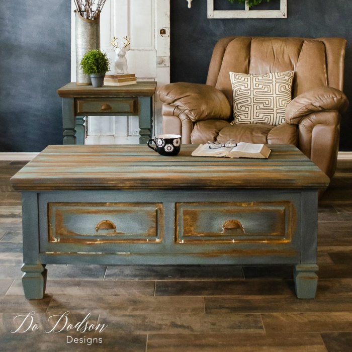 Coffee Table Makeover Using Rust Paint