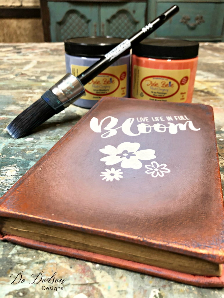 After painting the book covers I added a cute stencil. Easy and quick budget-friendly home decor.