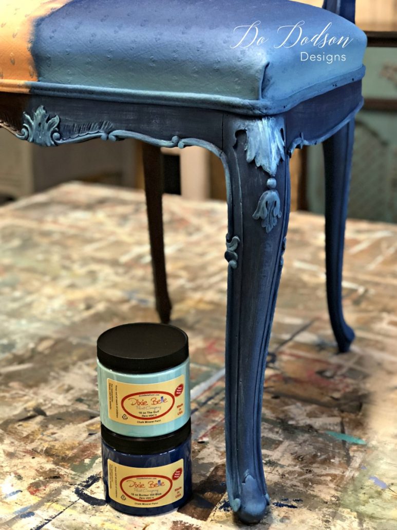 Isn't this incredible??? Painting fabric on chairs is a game changer in furniture makeovers.