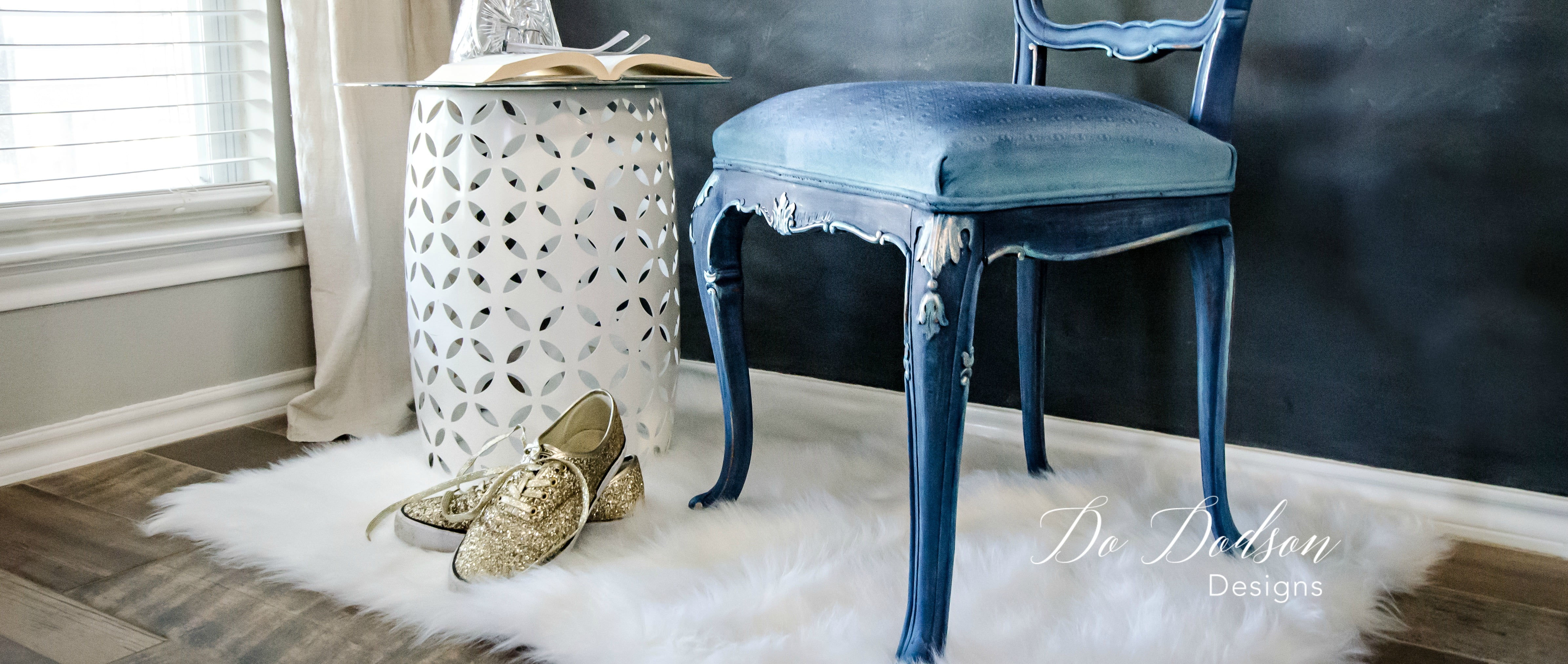 Painting fabric is a great way to update an old outdated upholstered chair.