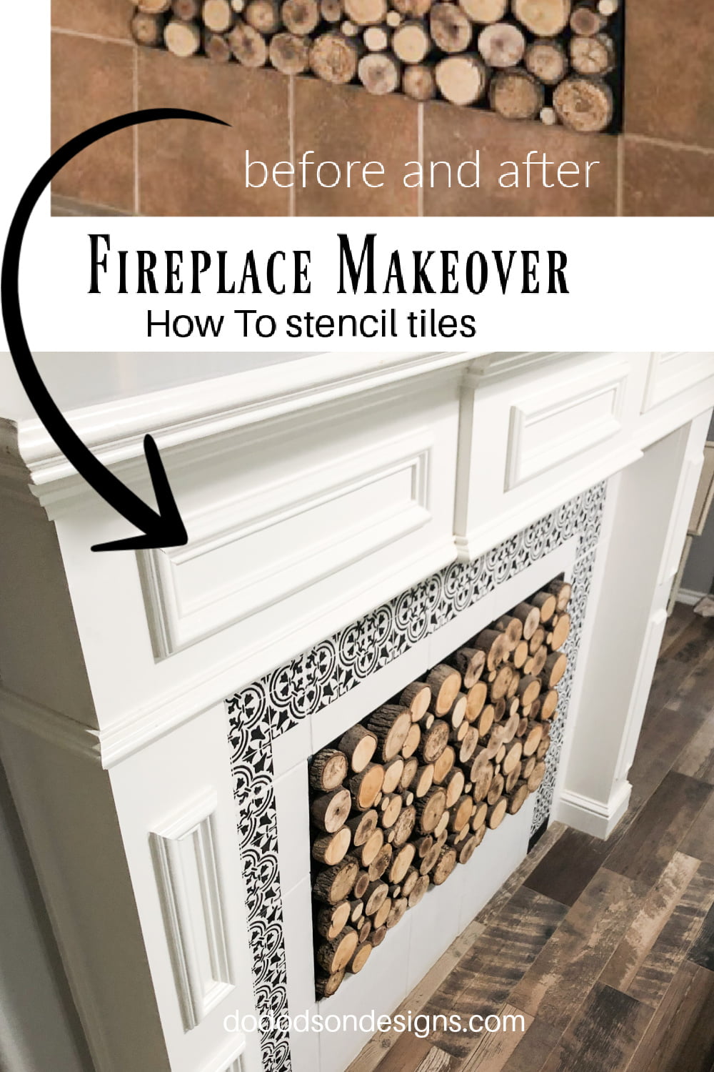 How To Paint Tiles & Stencil Around Your Fireplace