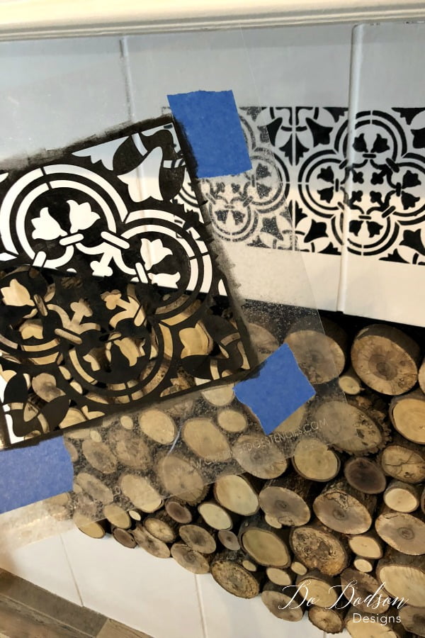 Learning how to paint over tiles is the easy part. It's choosing the stencil pattern that gets my stumped.