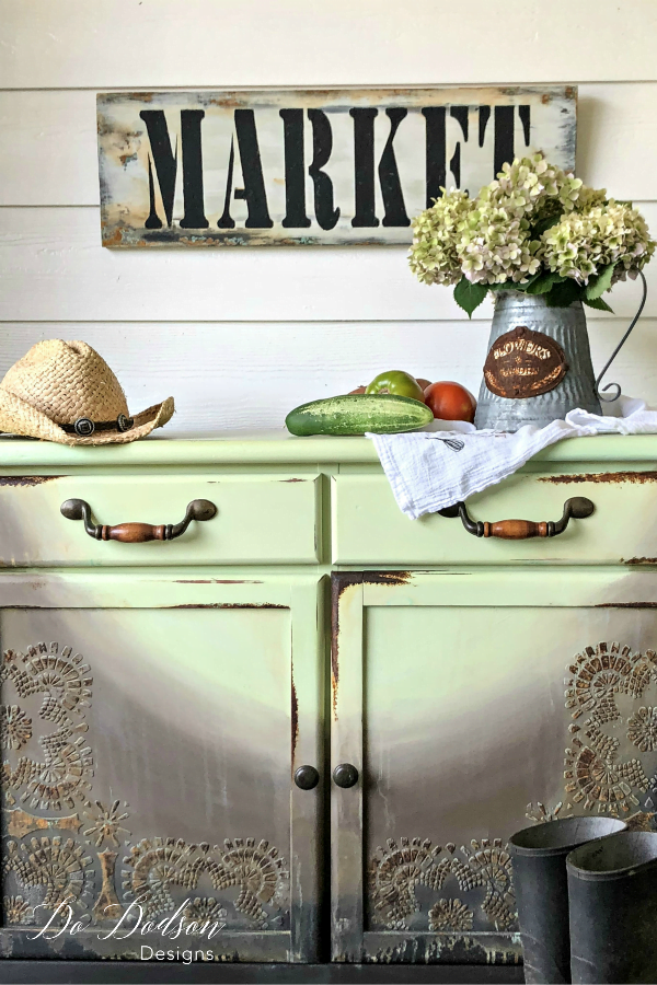Raised stenciling isn't hard and it adds so much character to painted furniture. I love how this turned out.