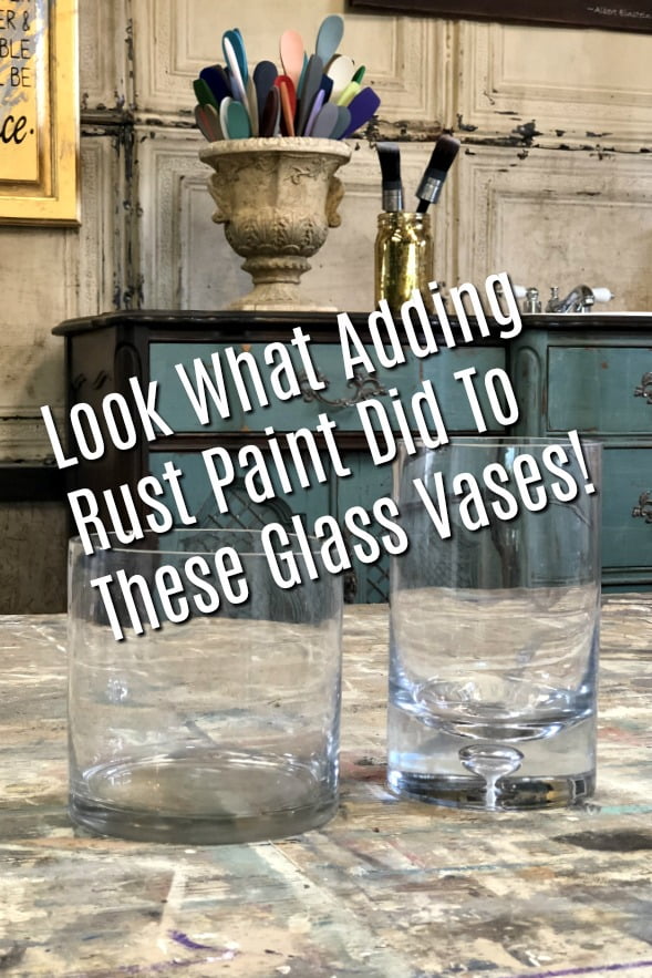 Look What Adding Rust Paint Did To This Glass Vase!