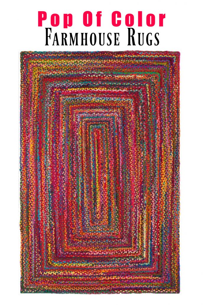 Check this out! This beautiful farmhouse-style area rug stole my heart with all its bold colors. All the colors of the rainbow. I can see this one laid across a wood floor with neutral decor because this rug will surely steal the show where ever you place it in your home. It's a great find at an affordable price. 