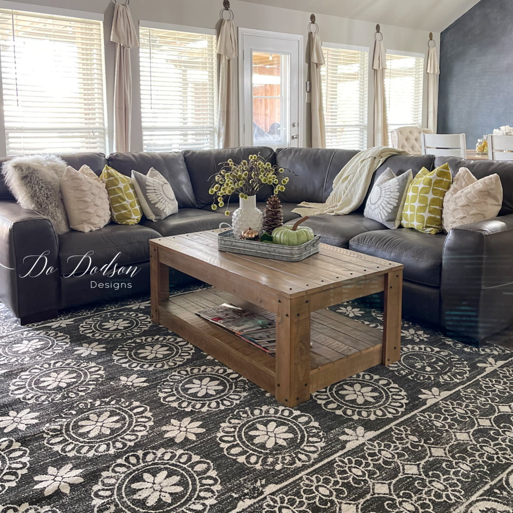 I recently updated my old rug with a new farmhouse-style area rug for my modern farmhouse living room. I didn't realize at the time how adding one simple item could change the feel of our space. It adds so much warmth and coziness during the cold winter months. Since then I've been searching for other color options for this space. I was thinking maybe it would be fun to change the rugs out with each Season! Wouldn't that be awesome?! Spring, Summer, Winter, and Fall. 