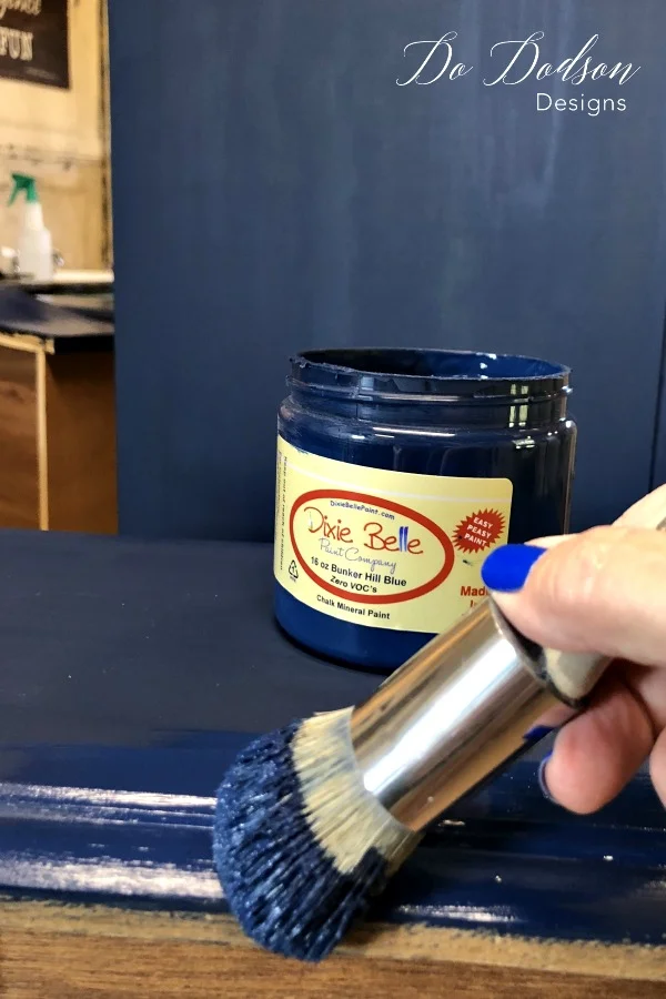 Bunker Hill Blue was painted on this chest before I added the texture paint. The seamless texture gave this old piece a new life. #dododsondesigns #textured #texturepainting #paintedfurniture #furnituremakeover #furnitureartist