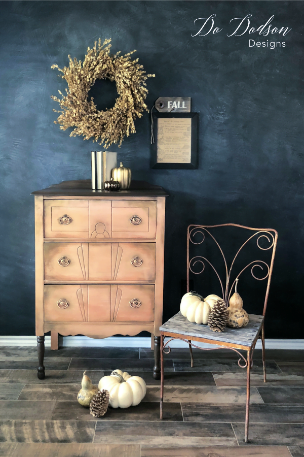 Thrift furniture makeovers don't have to be boring when you use metallic paint.