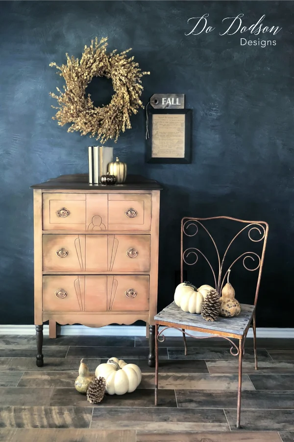 Thrift furniture makeovers don't have to be boring when you use metallic paint.