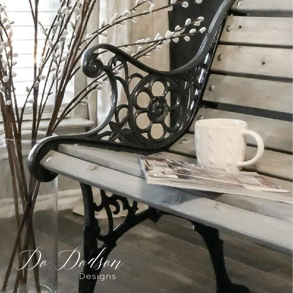 Park Bench Makeover-Upcycling Wrought Iron Outdoor Furniture