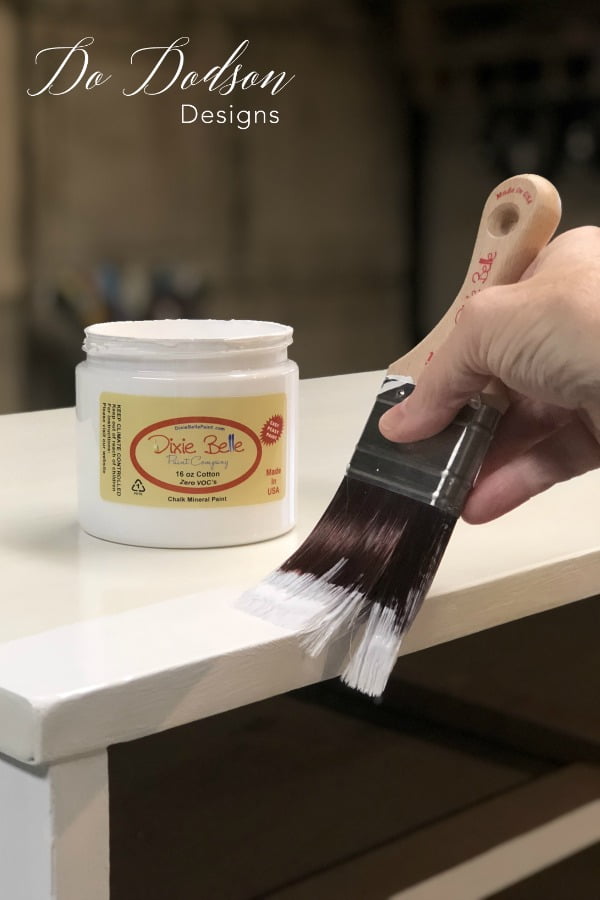 Furniture painting with chalk mineral paint.