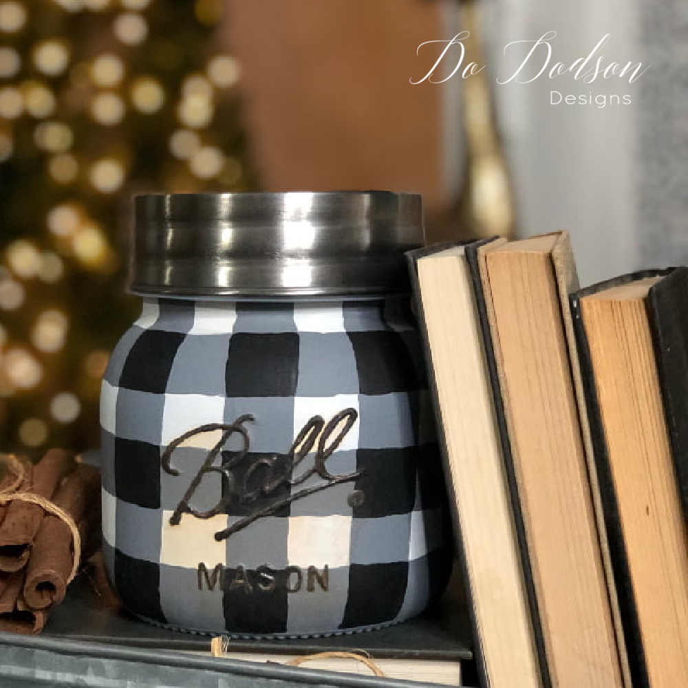 How To Paint A Rustic Buffalo Plaid Mason Jar Without Tape