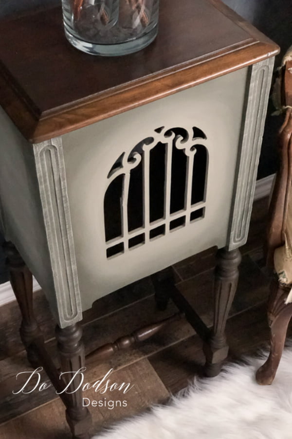 My side table idea was a huge success with this antique speaker cabinet.