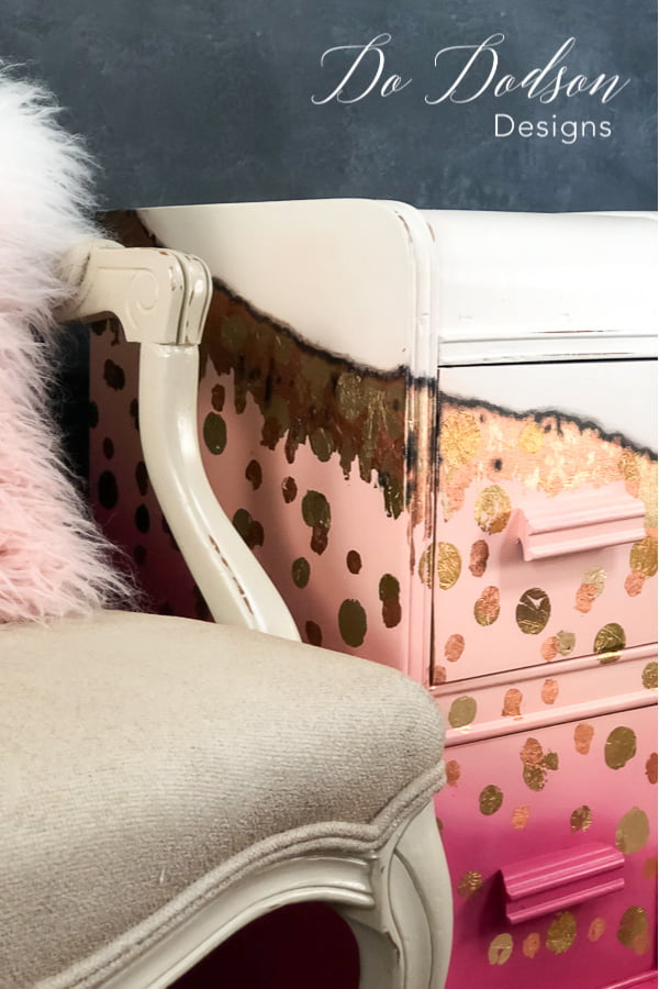 Pink & Polka Dot Gold Leaf Nightstand
