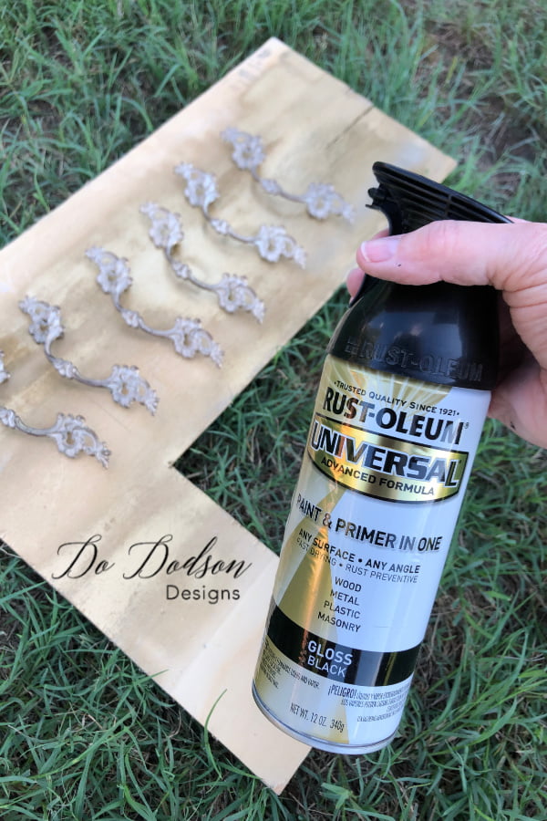 How to quickly spray paint hardware for your next furniture makeover.