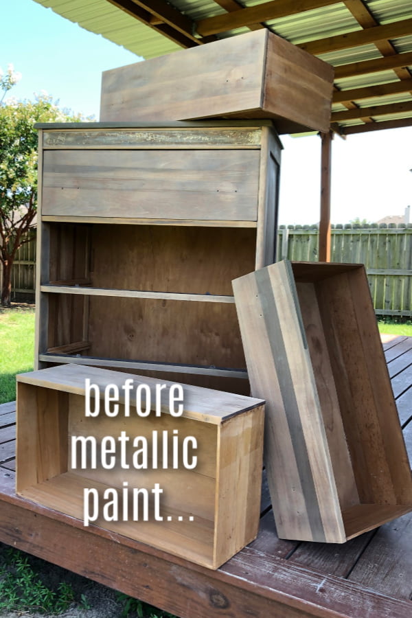You won't believe what metallic paint will do to wood furniture! Learn how to paint metallic furniture the easy way.