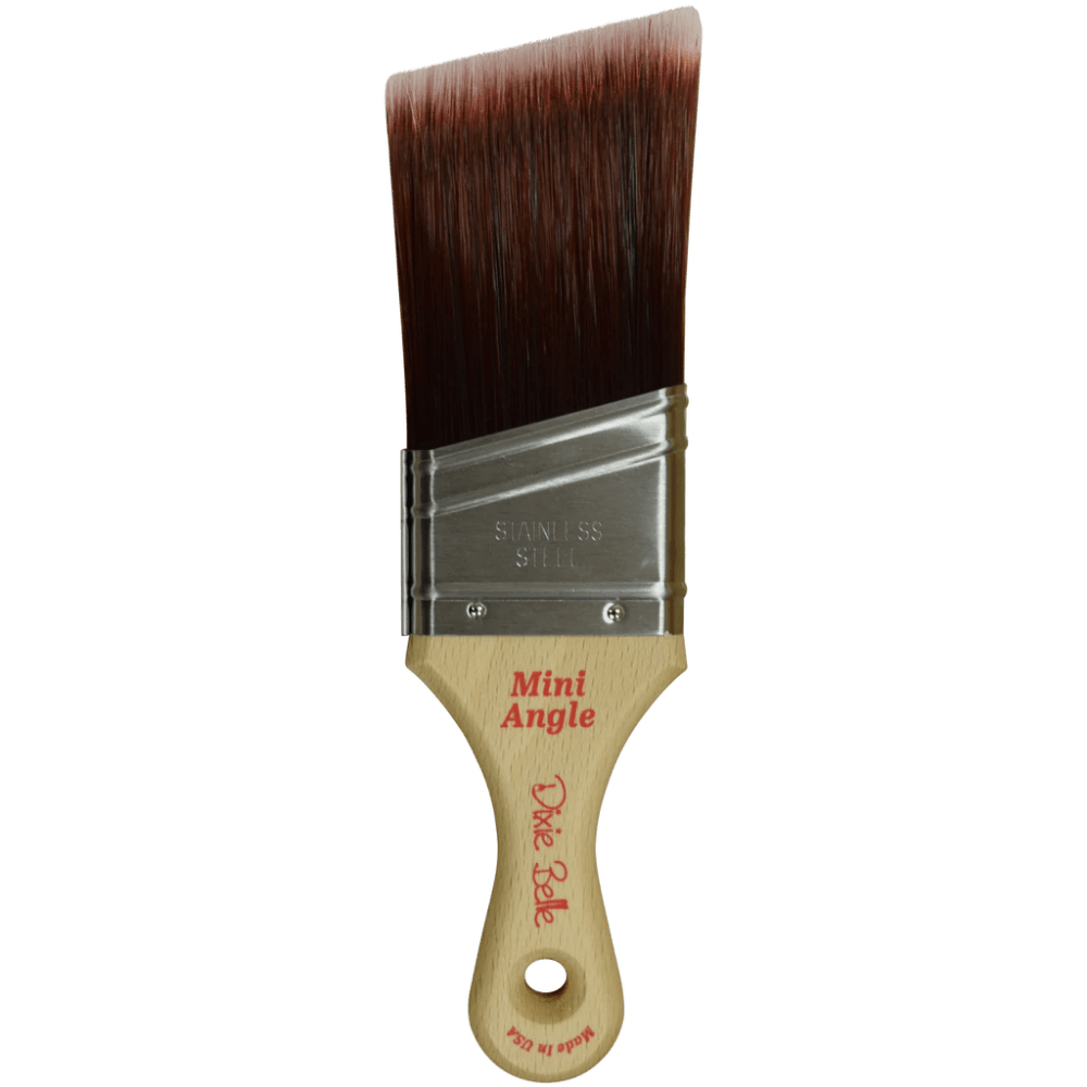 The mini angle synthetic bristle paint brushes are perfect for those hard to reach areas inside of furniture. 