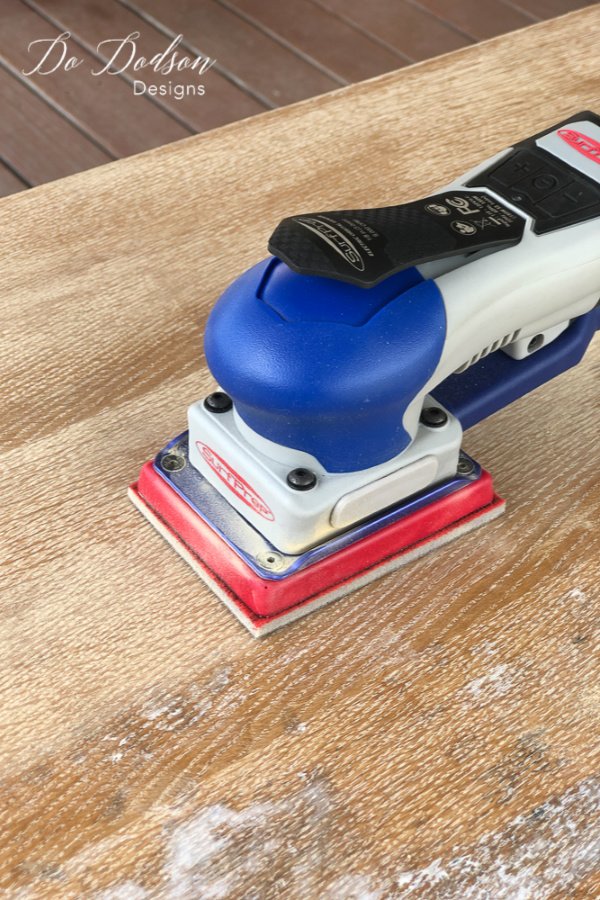 After one pass with the 3X4 Electric Ray Sander, I was sold! Not only did it remove the leftover paint but also the superficial stains.