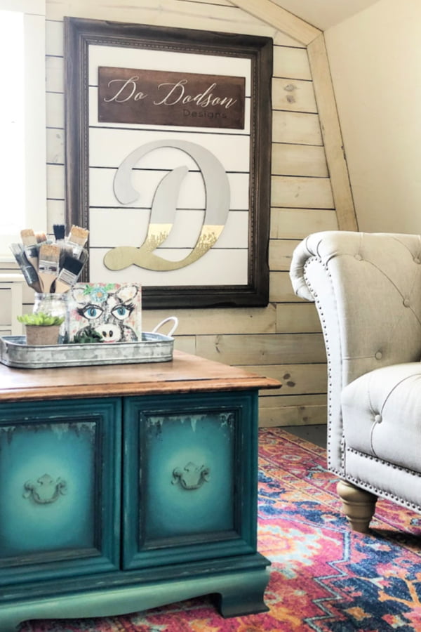 I personalized my home office with a painted wood letter and added my unique design style.