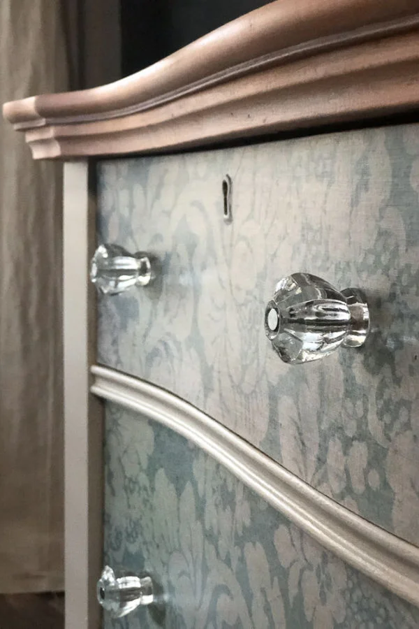 Hardware can really make your furniture makeovers stand out. The depression glass knobs are lovely with this makeover.
