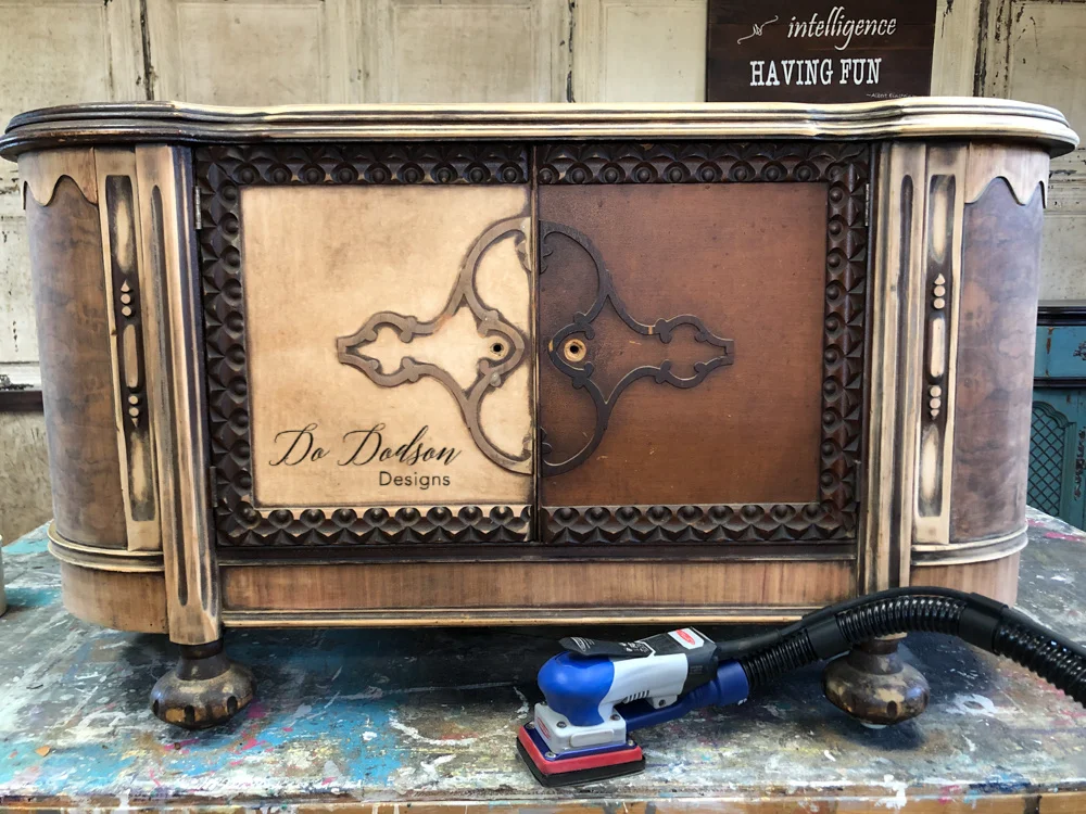 Sanding down old varmnish is a great way to reviver these old beautiful pieces.