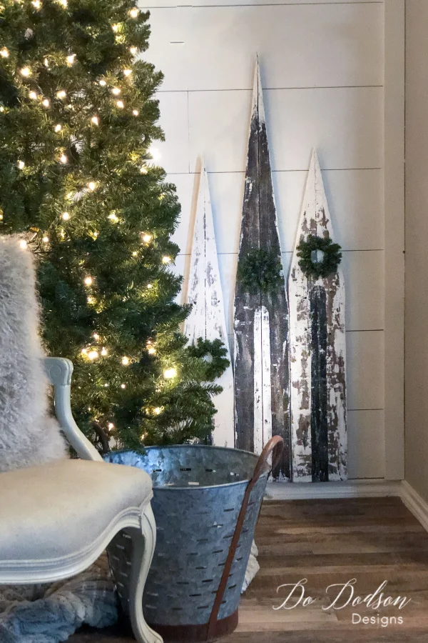 Mini wooden churches add a special feel to my rustic Christmas decor. A simple budget friendly DIY Christmas project.
