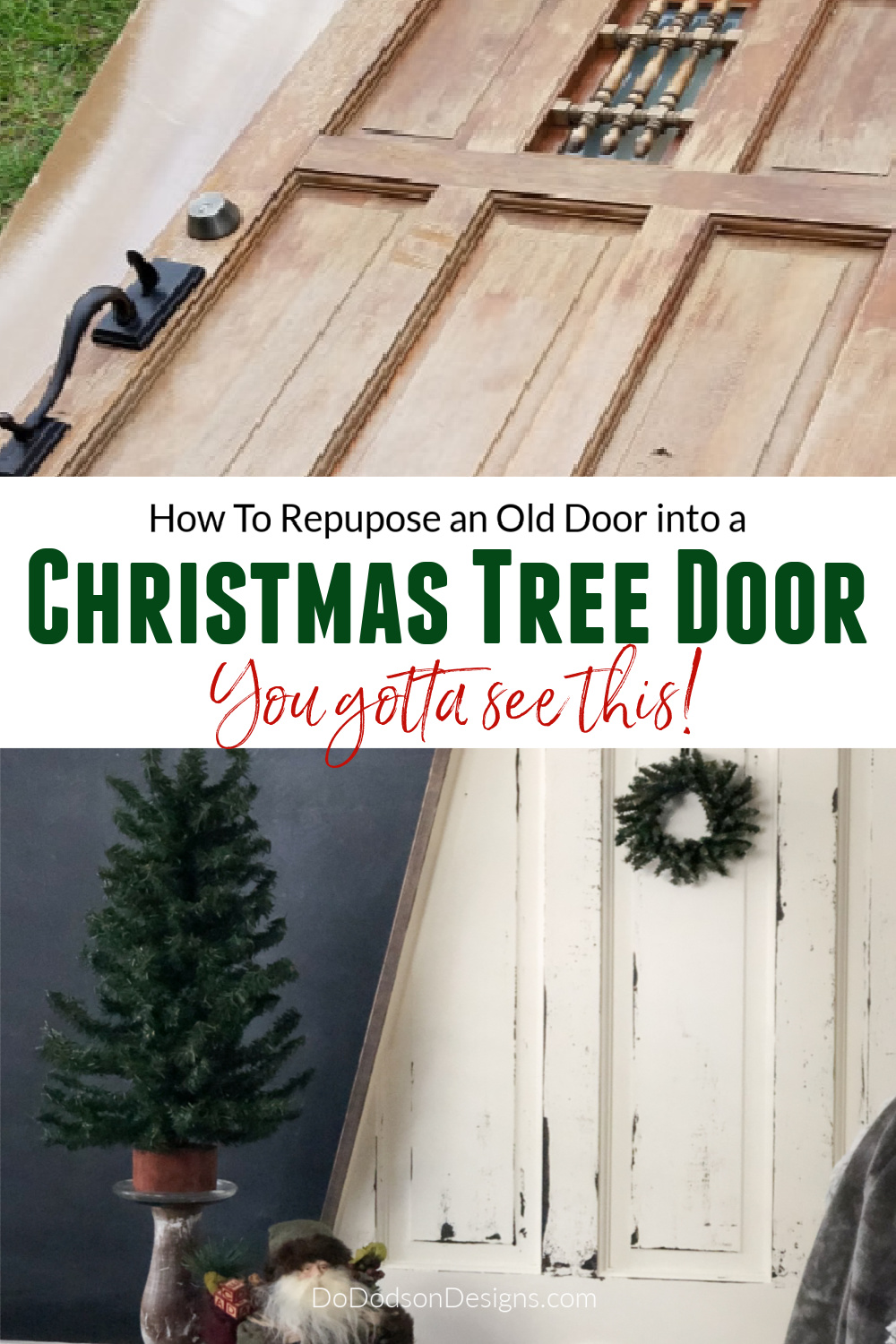 How To Make A Rustic DIY Christmas Tree Door (Old Door Repurposed)