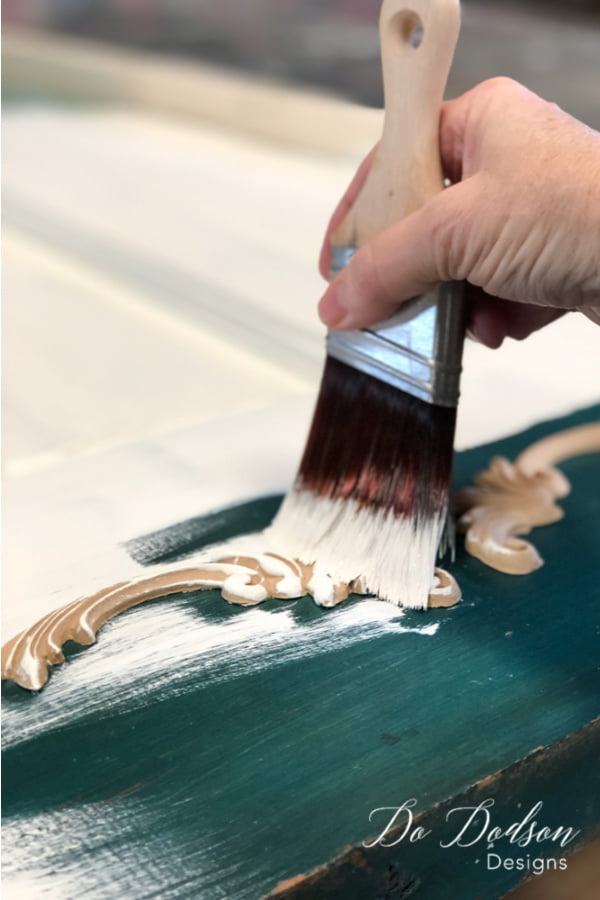 I painted the Christmas tree door with a vintage buttercream chalk mineral paint to give it that farmhouse feel.