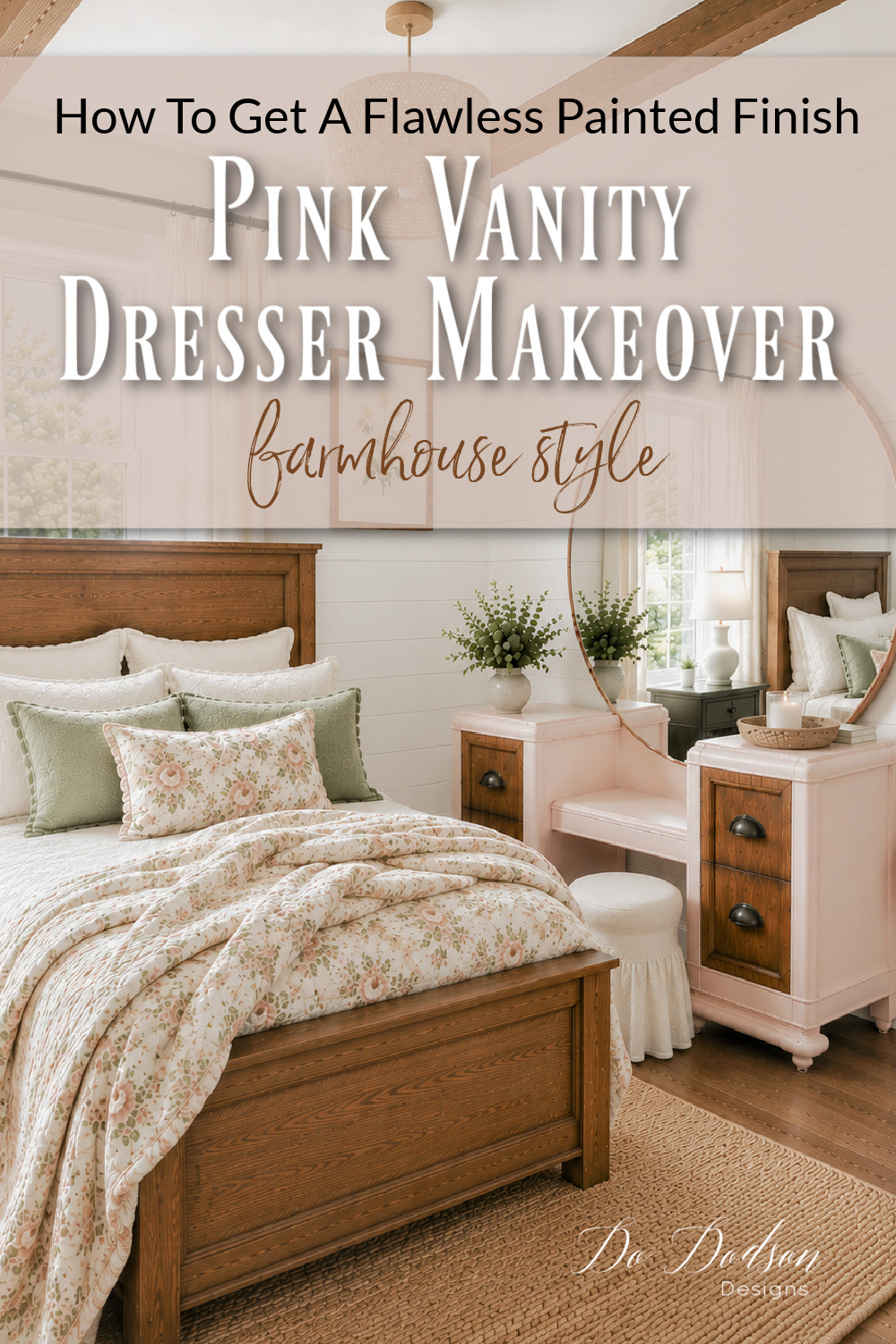 How To Get A Smooth Finish On Painted Furniture (Pink Vanity Dresser Makeover)